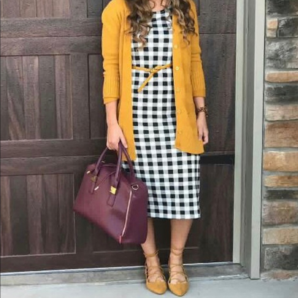 Black and White Check Midi Dress